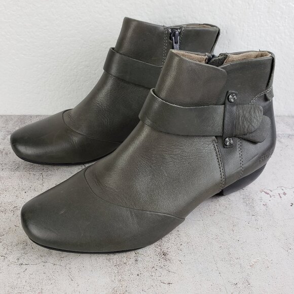 TAOS Ankle Booties Leather Side Zip Comfort Shoes Gray size 9 EU 40 Lagenlook - Picture 2 of 16